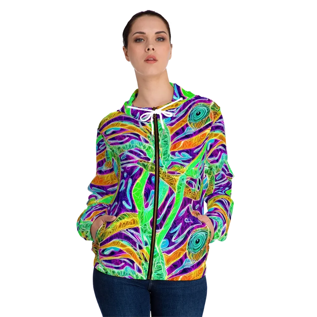 Chromatic Tropics on Women's Full-Zip Hoodie — Front On Person