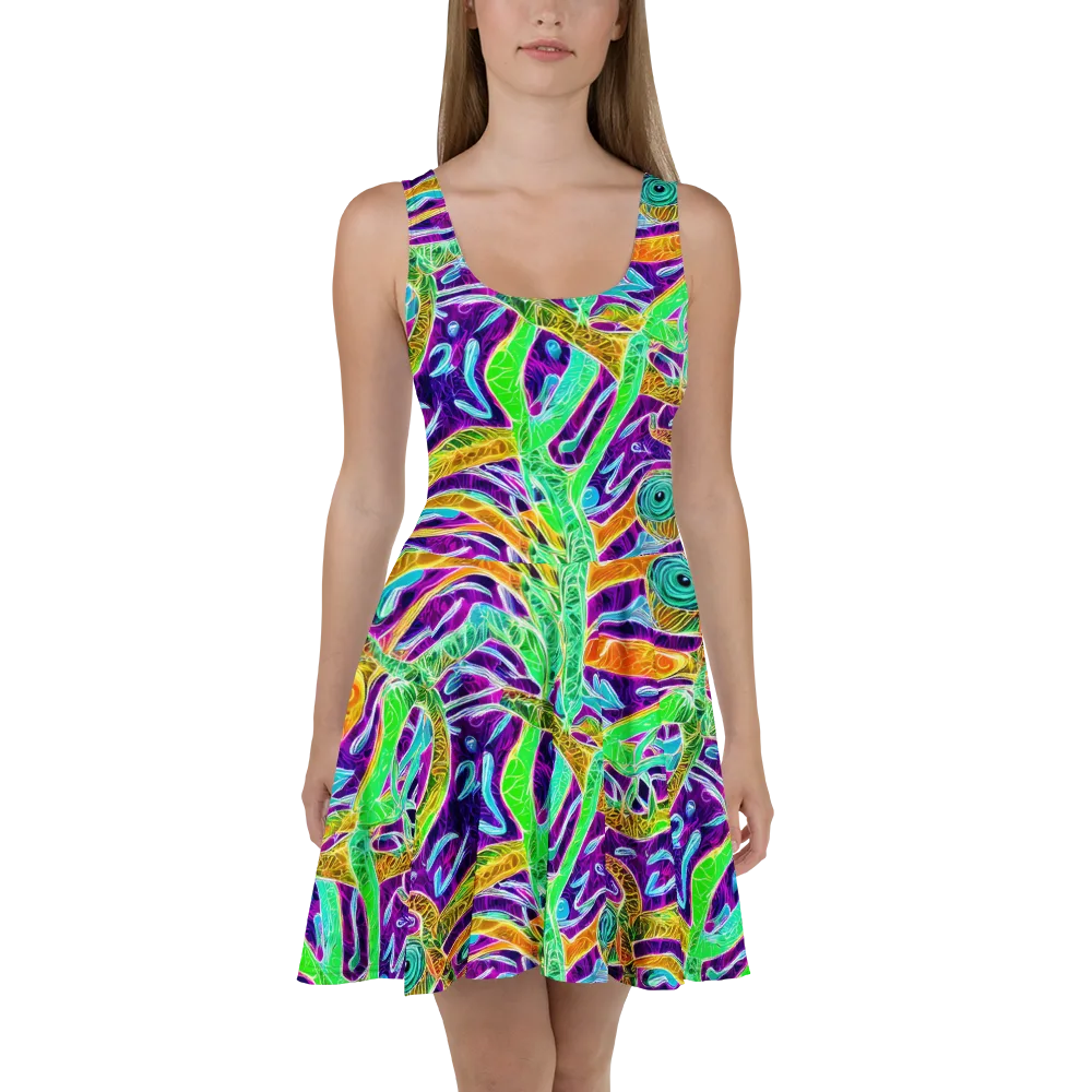 Chromatic Tropics on Skater Dress — Front