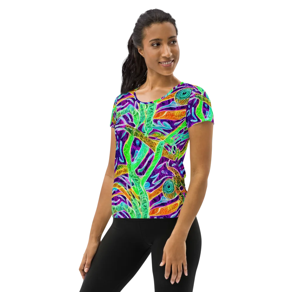Chromatic Tropics on Women's Athletic T-Shirt — Left