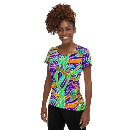 Chromatic Tropics on a Women's Athletic T-Shirt