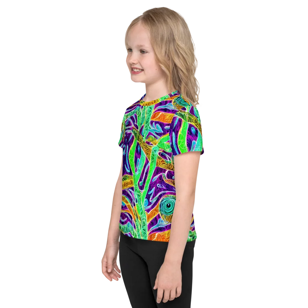 Chromatic Tropics on Kids Crew Neck T-Shirt — Left