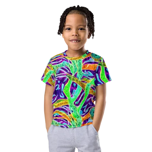 Chromatic Tropics on a Kids Crew Neck T-Shirt