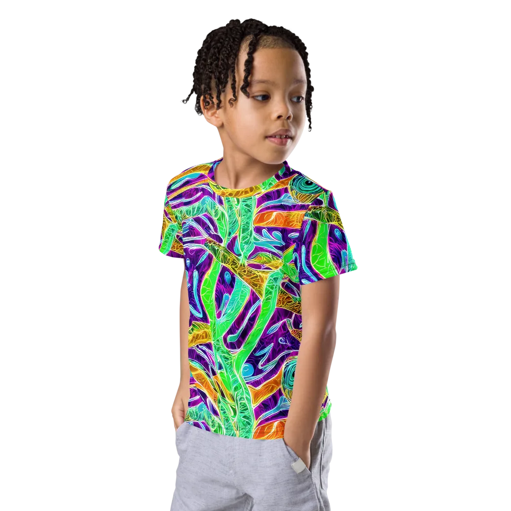 Chromatic Tropics on Kids Crew Neck T-Shirt — Left Front