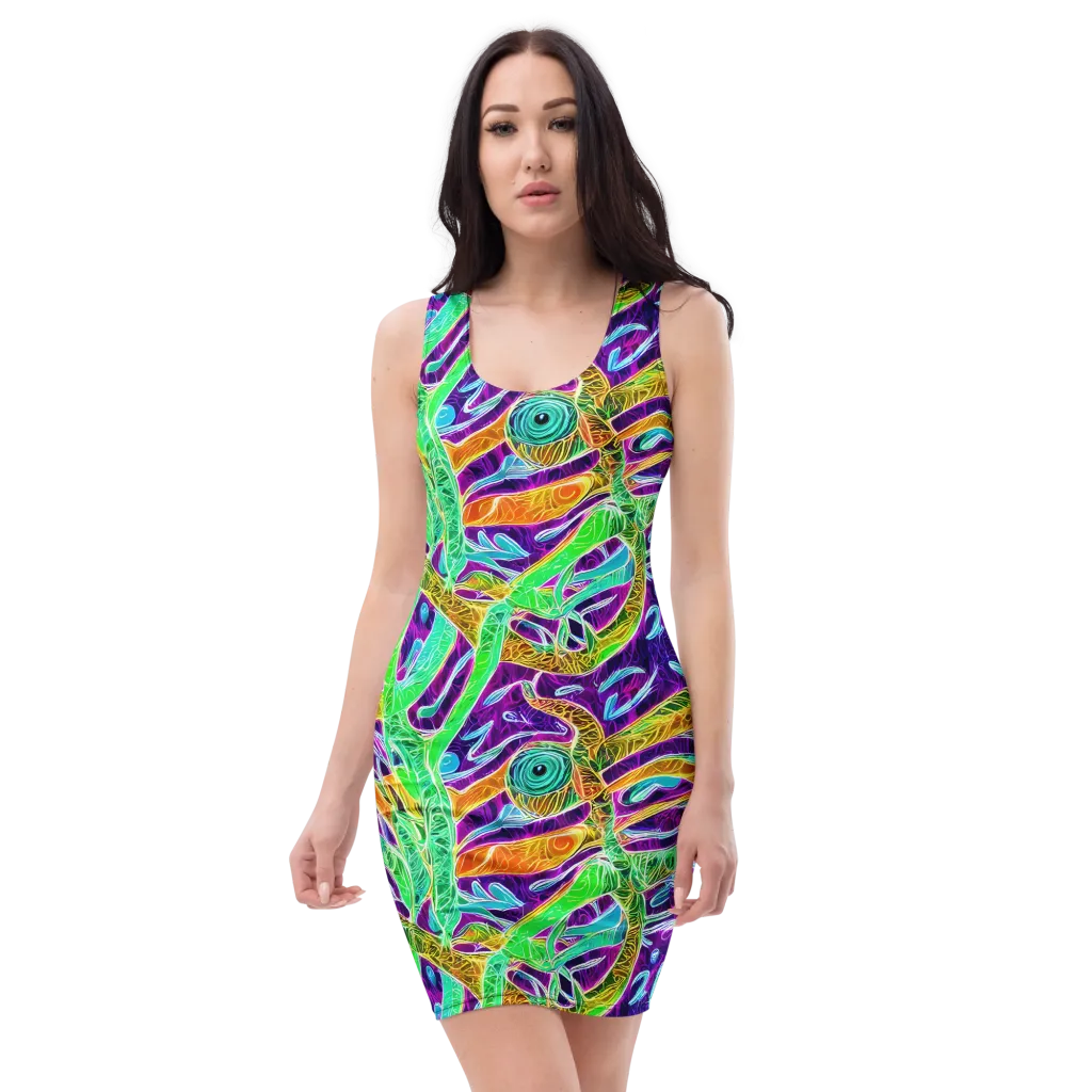 Chromatic Tropics on Bodycon Dress — Front