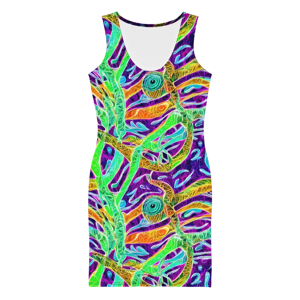 Chromatic Tropics on Bodycon Dress — Front