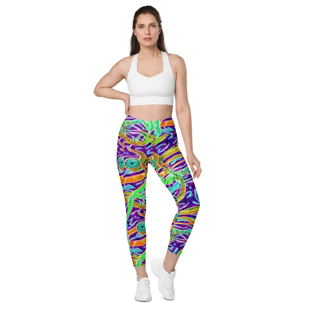 Chromatic Tropics on Leggings with Pockets — Front