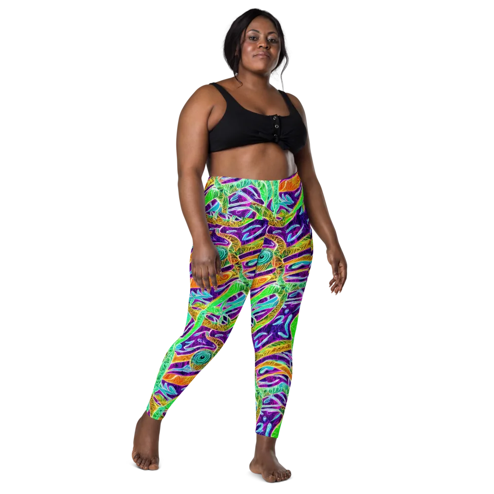 Chromatic Tropics on Leggings with Pockets — Front