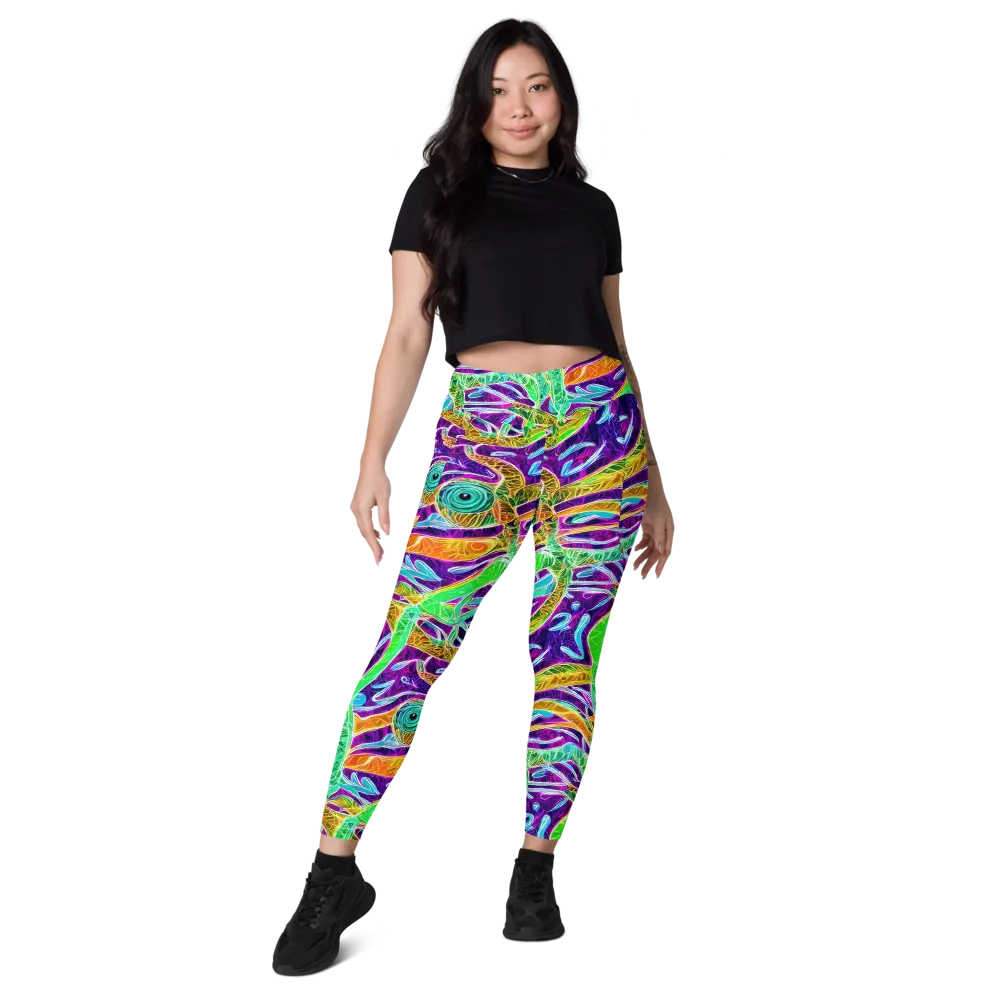 Chromatic Tropics on Leggings with Pockets — Front