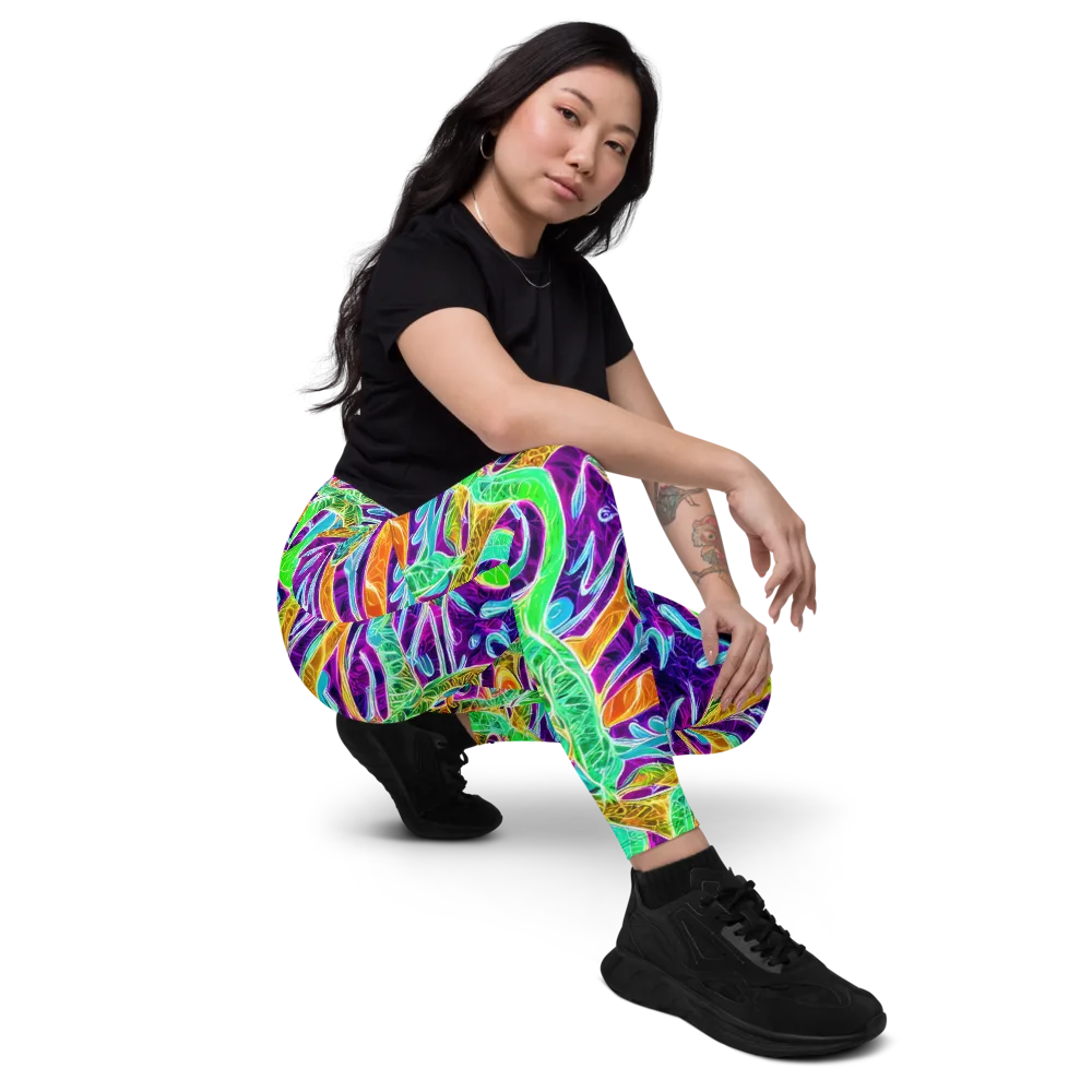 Chromatic Tropics on Leggings with Pockets — Right Front