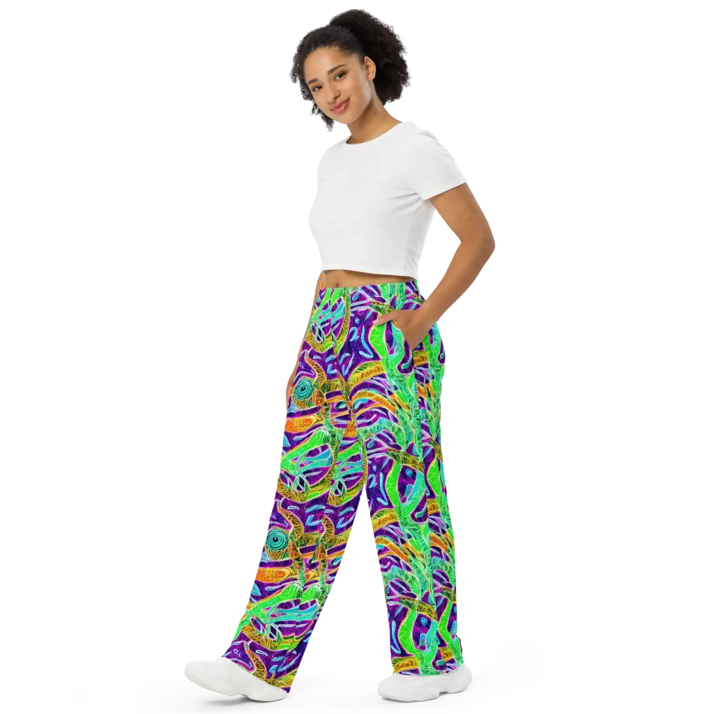 Chromatic Tropics on Wide-Leg Pants — Left Front