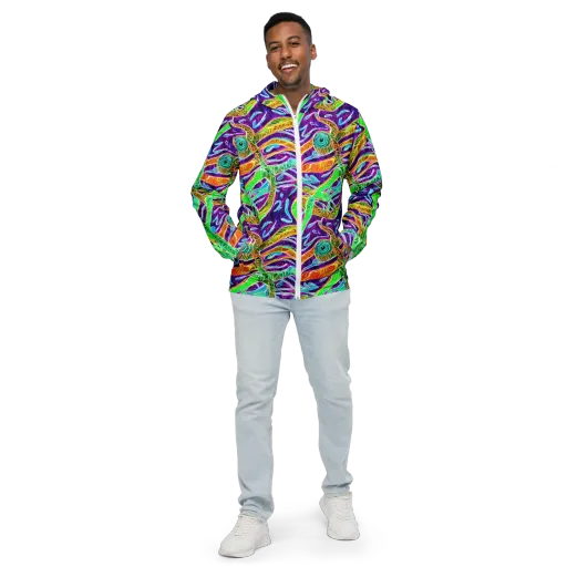 Chromatic Tropics on a Men's Windbreaker
