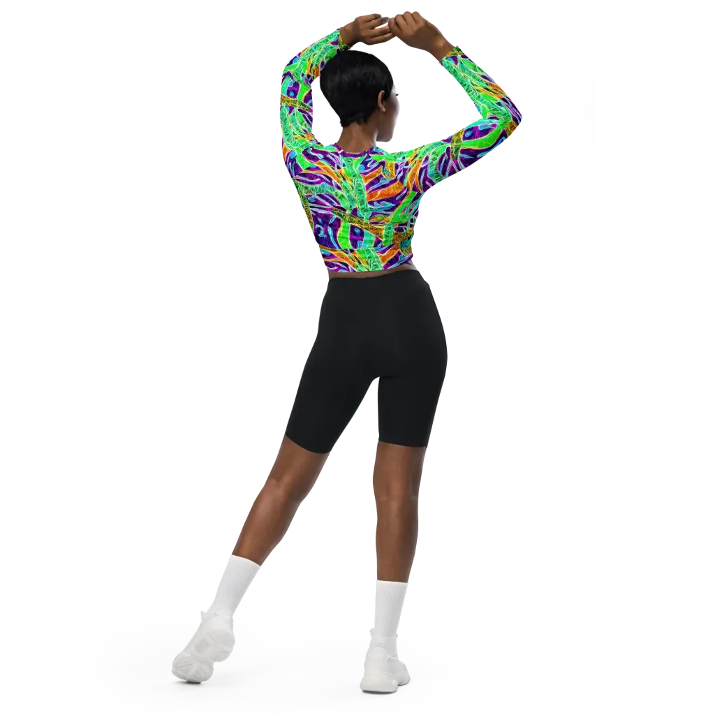Chromatic Tropics on Long Sleeve Crop Top — Back