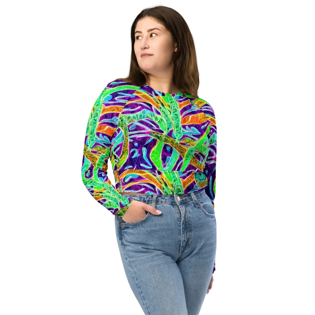 Chromatic Tropics on Long Sleeve Crop Top — Front