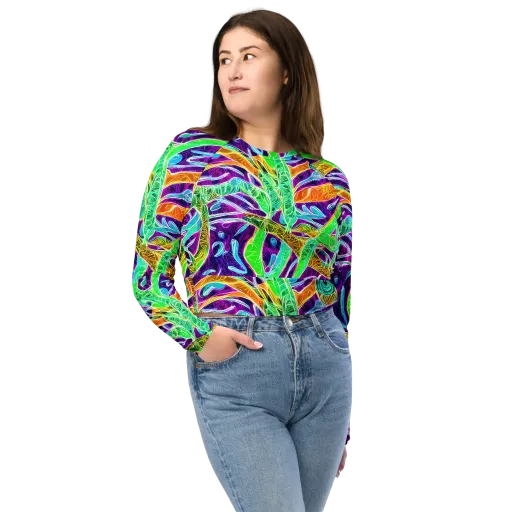 Chromatic Tropics on a Long Sleeve Crop Top