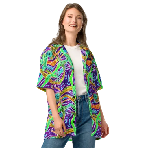 Chromatic Tropics on a Button Shirt
