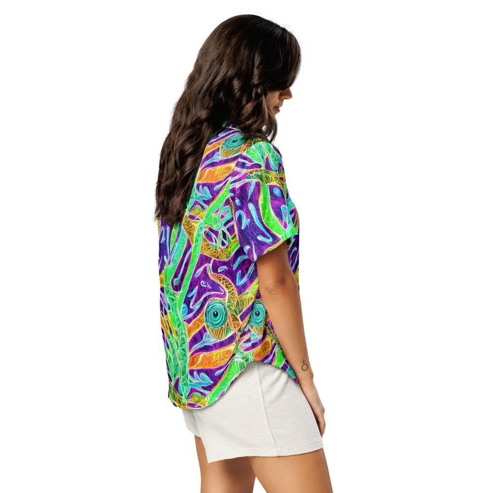 Chromatic Tropics on Women's Short Sleeve Pajama Top — Right Back