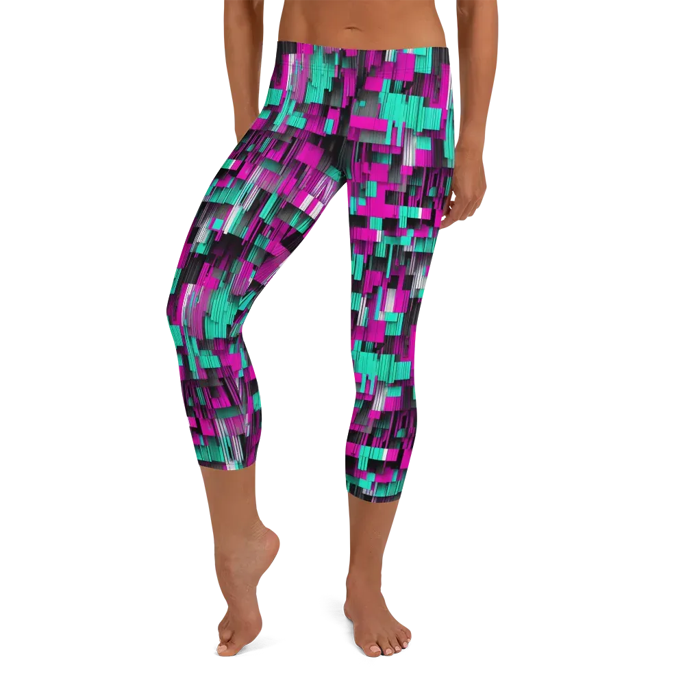 Neon Shard on Capri Leggings — Front