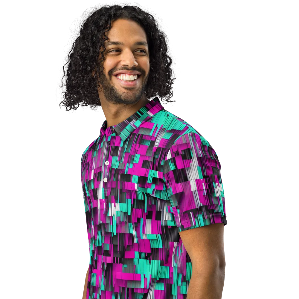 Neon Shard on Men's Slim Fit Polo Shirt — Left Front