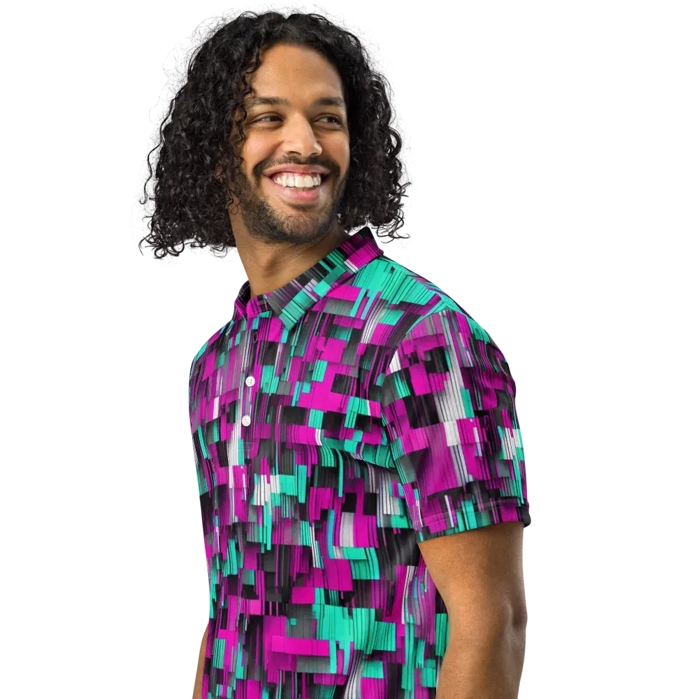 Neon Shard on Men's Slim Fit Polo Shirt — Left Front