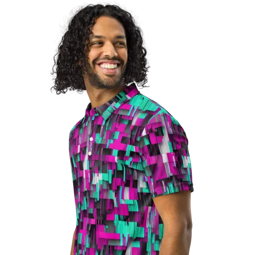Neon Shard on a Men's Slim Fit Polo Shirt