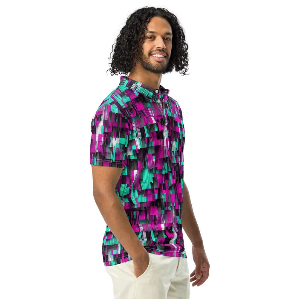 Neon Shard on Men's Slim Fit Polo Shirt — Right Front