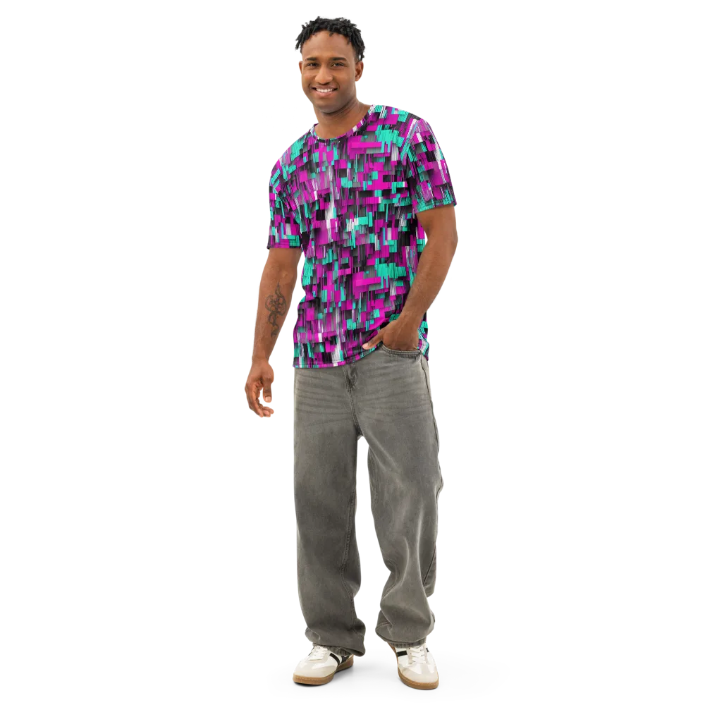 Neon Shard on Men's Cotton Crew Neck T-Shirt — Front