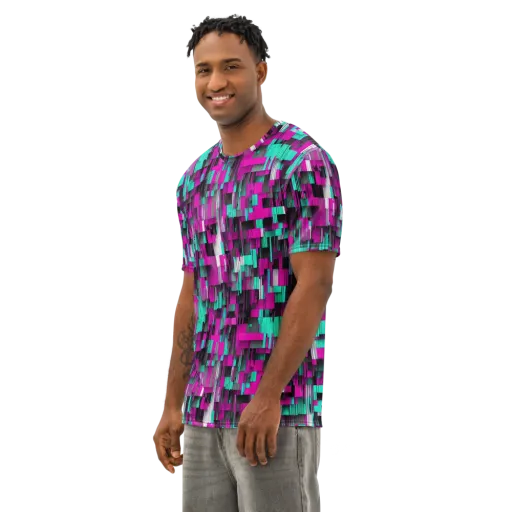 Neon Shard on a Men's Cotton Crew Neck T-Shirt