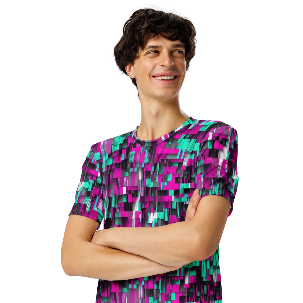 Neon Shard on Men's Crew Neck T-Shirt — Left Front