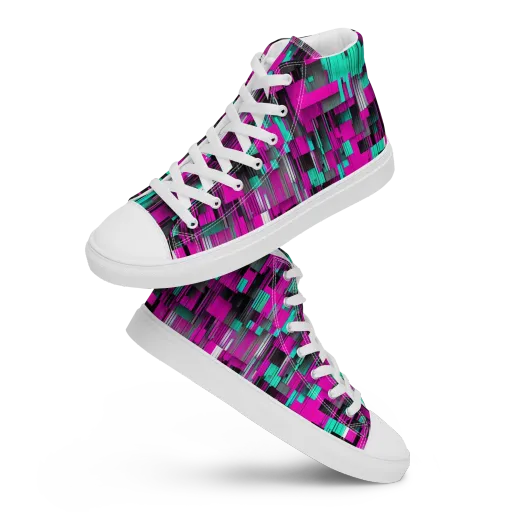 Neon Shard on a Men's High Top Canvas Shoes