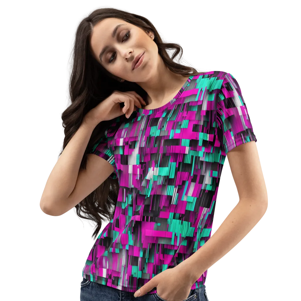 Neon Shard on Women's Crew Neck T-Shirt — Left Front