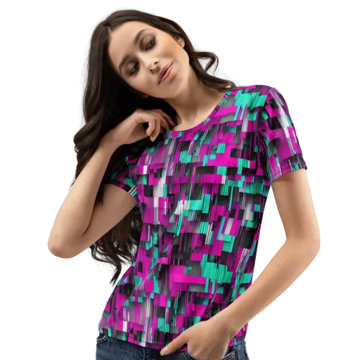 Neon Shard on a Women's Crew Neck T-Shirt