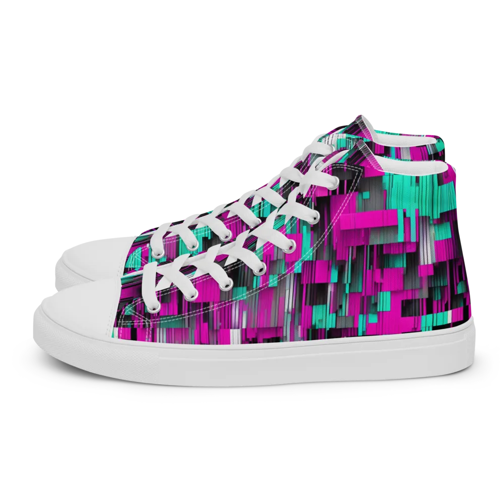 Neon Shard on Women's High Top Canvas Shoes — Left