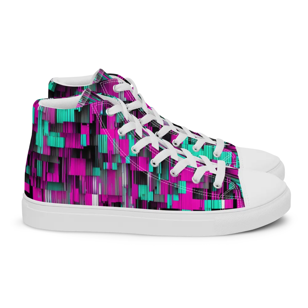 Neon Shard on Women's High Top Canvas Shoes — Right