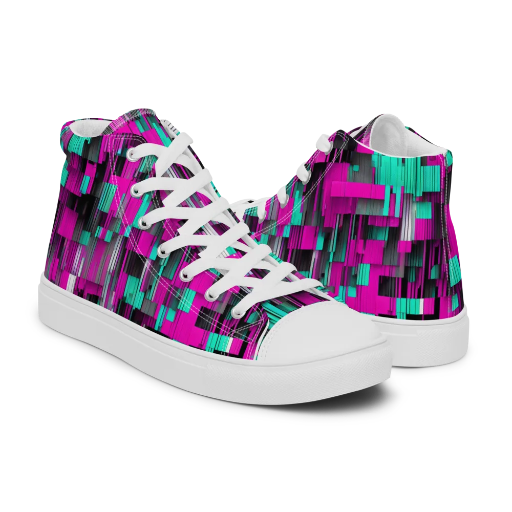 Neon Shard on Women's High Top Canvas Shoes — Right