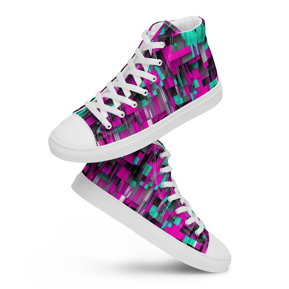 Neon Shard on Women's High Top Canvas Shoes — Front