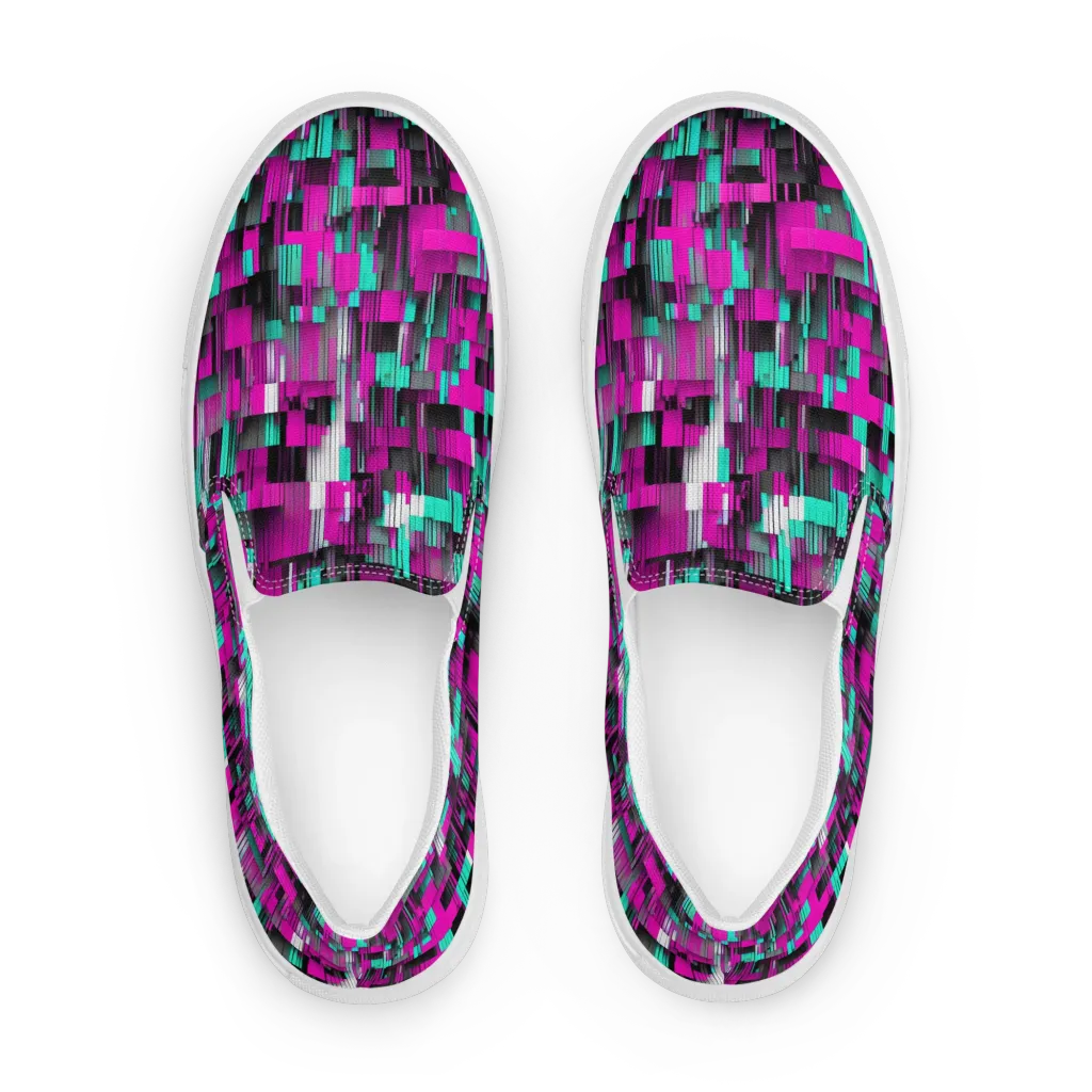 Neon Shard on Men's Slip-On Canvas Shoes — Front