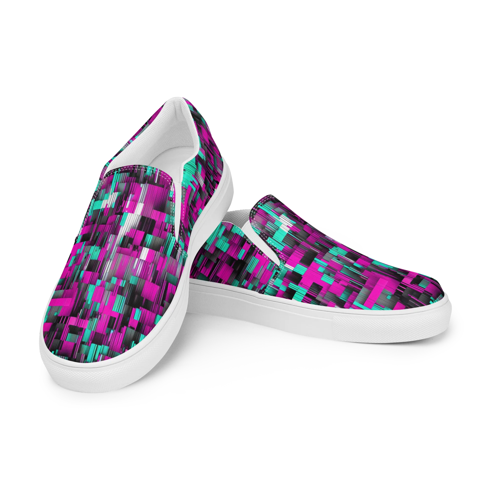 Neon Shard on Men's Slip-On Canvas Shoes — Left Front