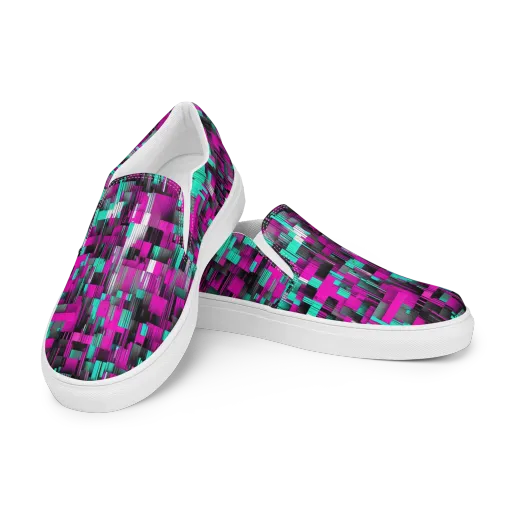 Neon Shard on a Men's Slip-On Canvas Shoes