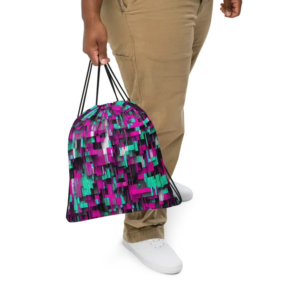 Neon Shard on Drawstring Bag — Front