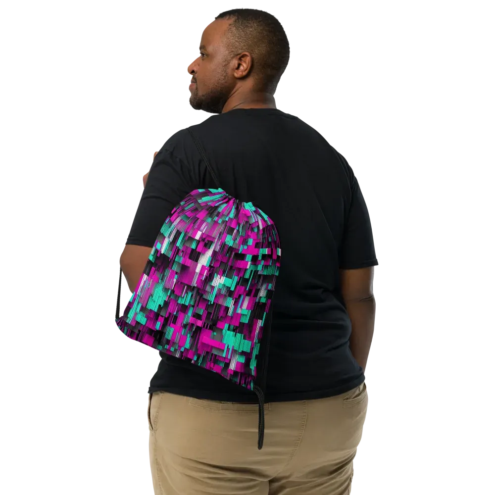 Neon Shard on Drawstring Bag — Front