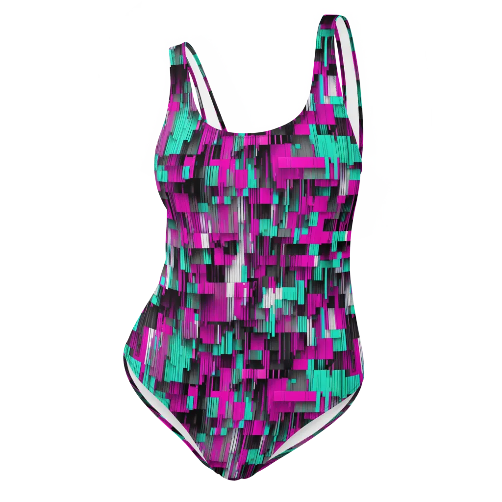 Neon Shard on One-Piece Swimsuit — Front