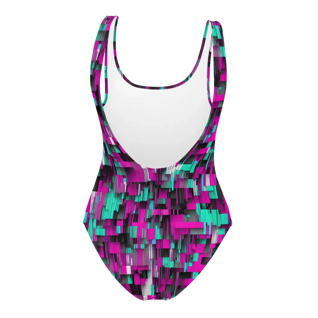 Neon Shard on One-Piece Swimsuit — Back