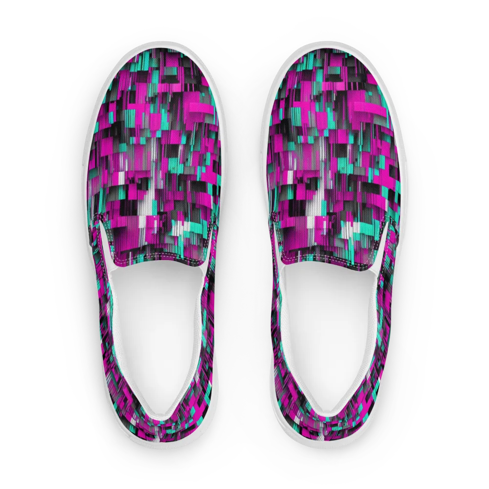 Neon Shard on Women's Slip-On Canvas Shoes — Front