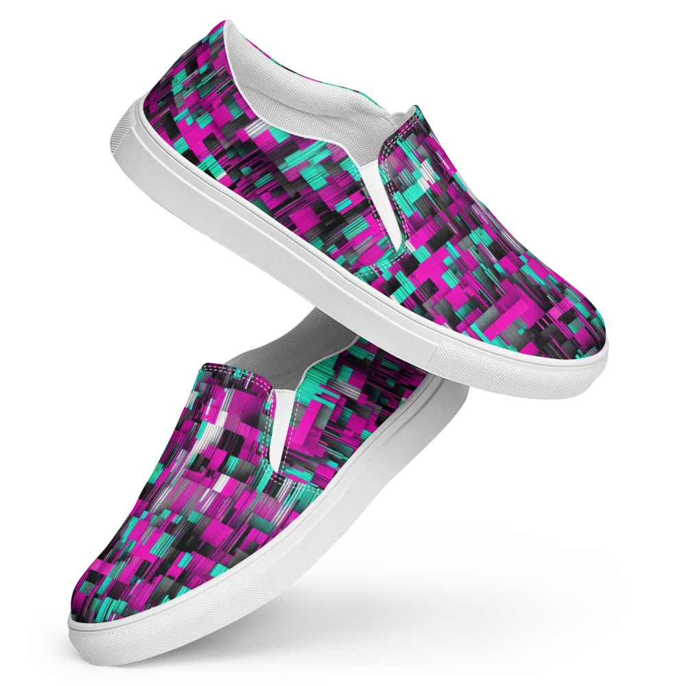 Neon Shard on Women's Slip-On Canvas Shoes — Front