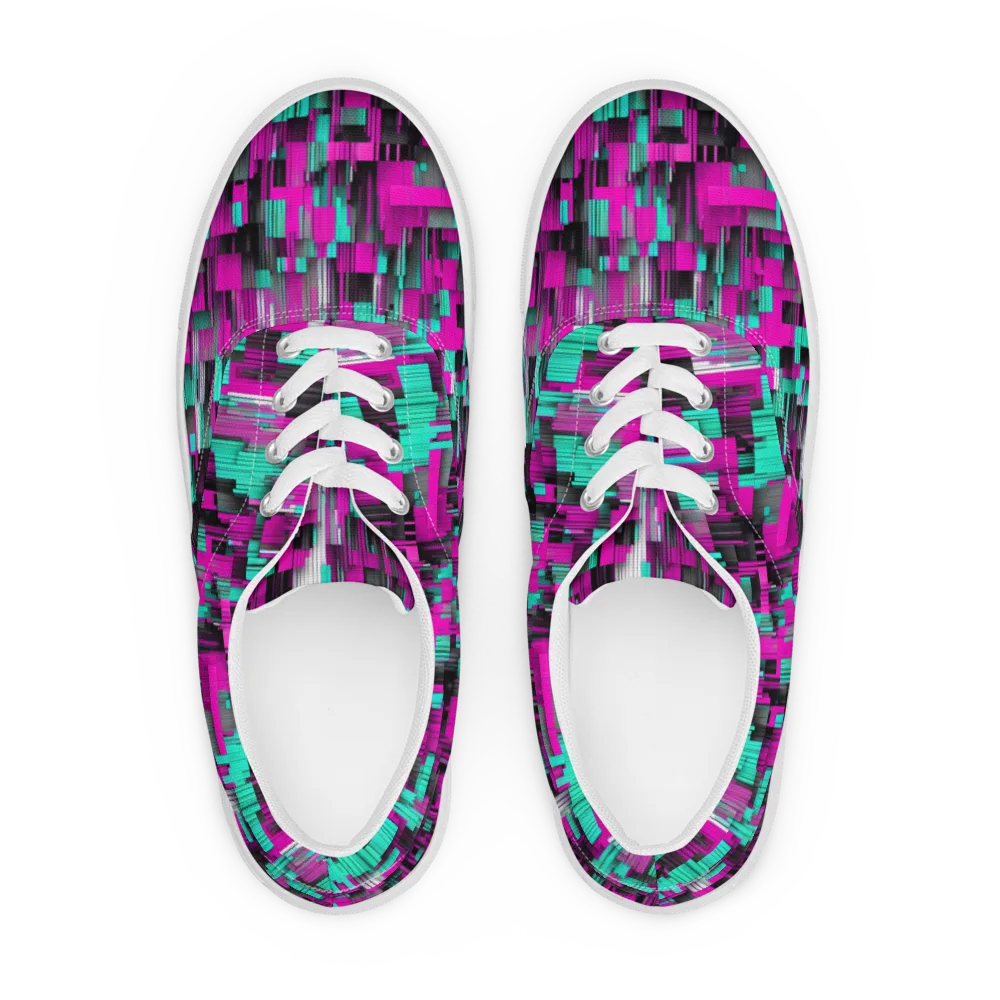 Neon Shard on Men's Lace-Up Canvas Shoes — Front