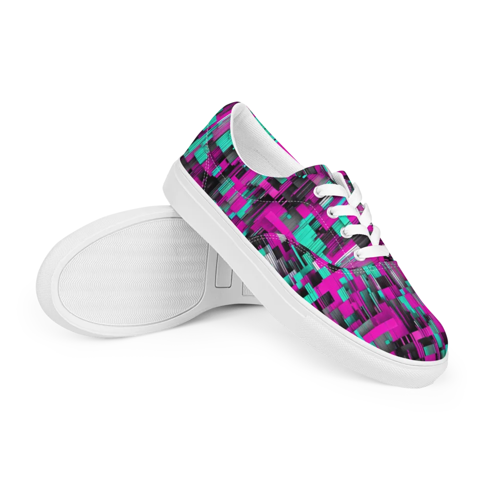 Neon Shard on Men's Lace-Up Canvas Shoes — Right Front
