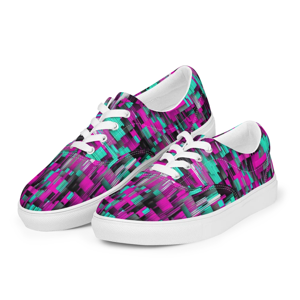 Neon Shard on Men's Lace-Up Canvas Shoes — Left Front