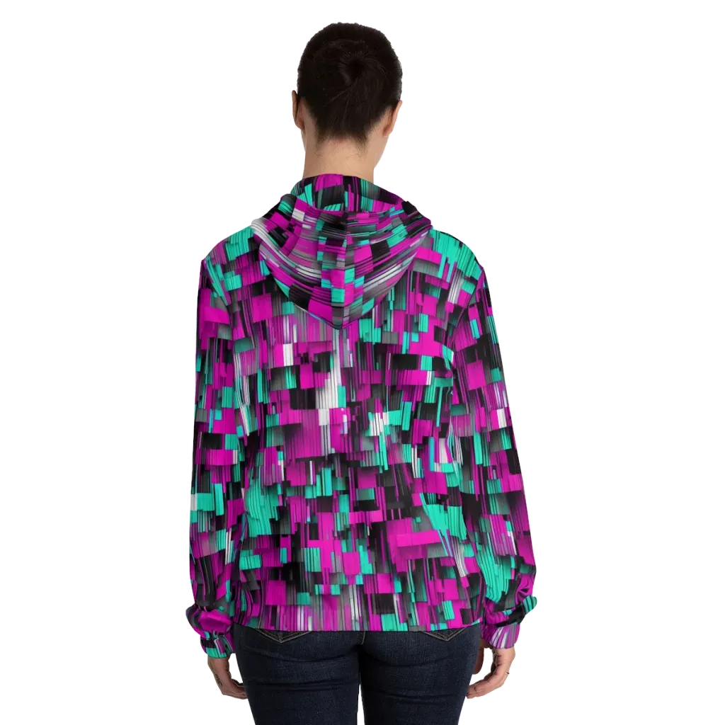 Neon Shard on Women's Full-Zip Hoodie — Back On Person