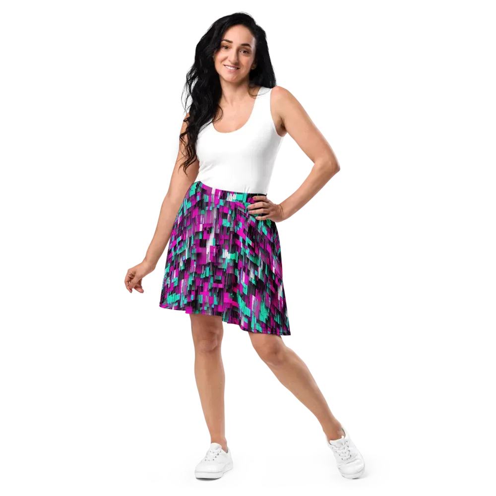 Neon Shard on Skater Skirt — Front