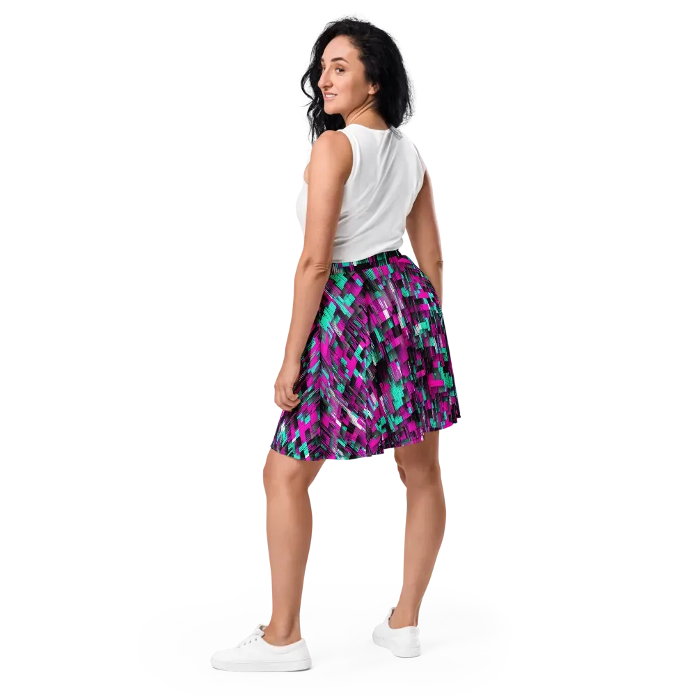 Neon Shard on Skater Skirt — Back